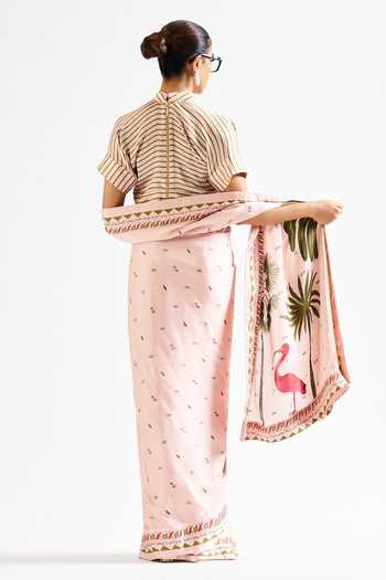 Issa Studio By Chetana & Swathi Minika Printed Saree With Crop Top 