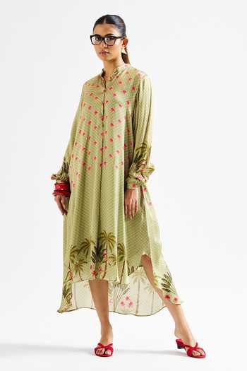 Issa Studio By Chetana & Swathi Nancy Botanic Print Asymmetric Dress Set 