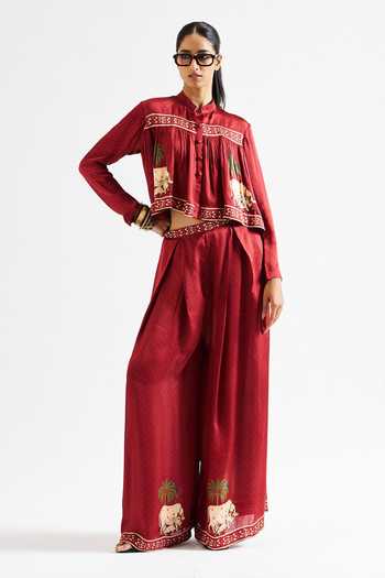 Issa Studio By Chetana & Swathi Suki Printed Crop Shirt & Pant Co-ord Set 