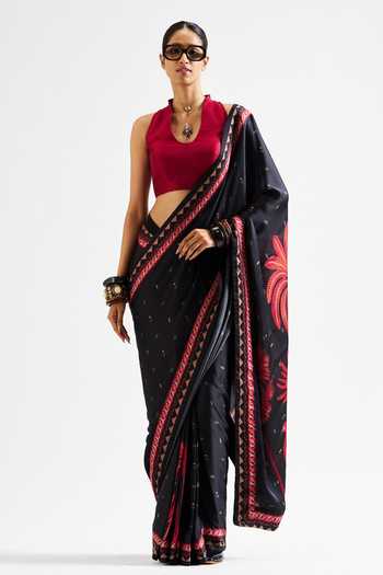 Issa Studio By Chetana & Swathi Varya Printed Saree With Maroon Blouse 