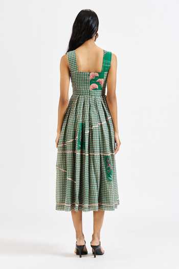 Issa Studio By Chetana & Swathi Rika Checkered & Patch Floral Print Dress 