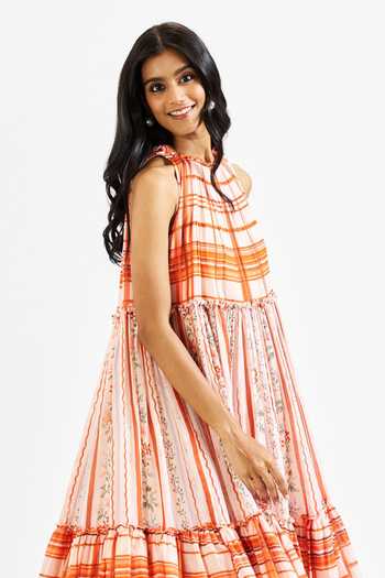 Buy Issa Studio By Chetana & Swathi Multi Color Cotton, Muslin Halter Neck Ella Printed Flared Dress Buy_Issa Studio By Chetana & Swathi_Multi Color Cotton, Muslin Halter Neck Ella Printed Flared Dress