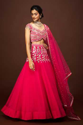 Issa Studio By Chetana & Swathi Idaya Floral Embroidered Blouse Lehenga Set 