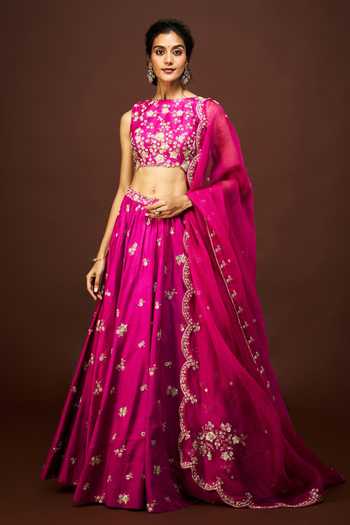 Issa Studio By Chetana & Swathi Tisha Floral Embroidered Lehenga Set 