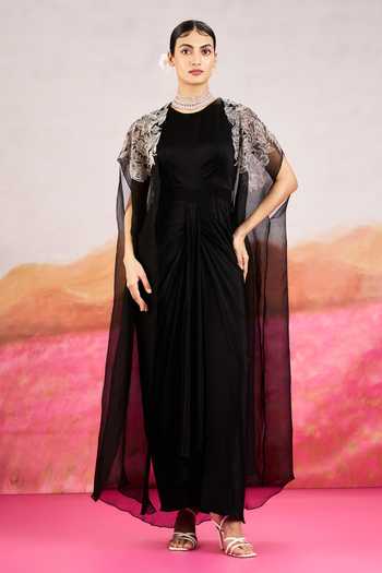 Issa Studio By Chetana & Swathi Ayla Draped Dress With Cape 