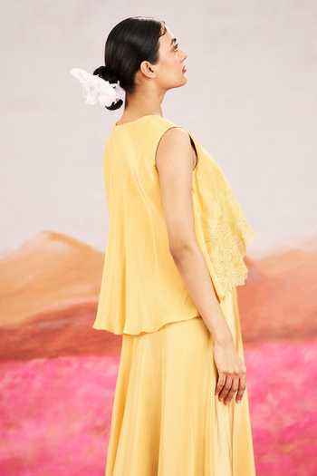 Issa Studio By Chetana & Swathi Mila Embroidered Layered Cape Dress 