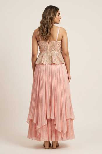 Issa Studio By Chetana & Swathi Zoya Embroidered Peplum Top & Skirt Set 