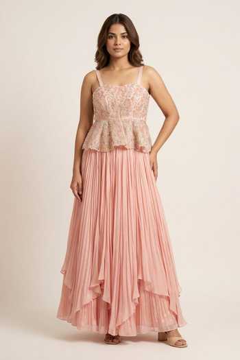 Issa Studio By Chetana & Swathi Zoya Embroidered Peplum Top & Skirt Set 