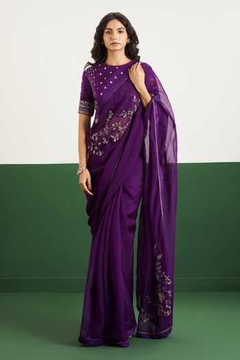 Issa Studio By Chetana & Swathi Natalie Organza Silk Saree With Embroidered Blouse 