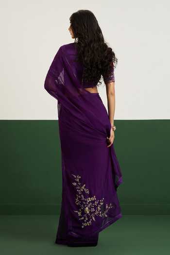 Issa Studio By Chetana & Swathi Natalie Organza Silk Saree With Embroidered Blouse 