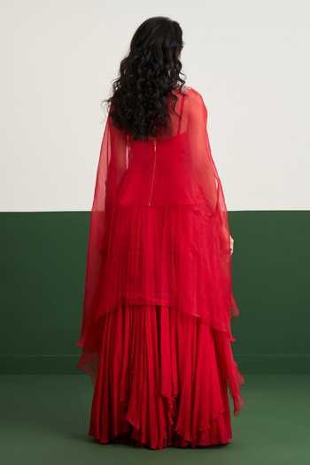 Issa Studio By Chetana & Swathi Zoya Embroidered Cape With Skirt Set 