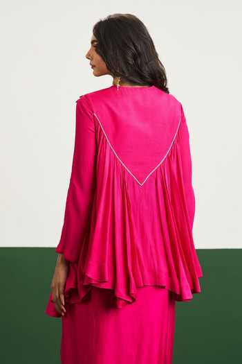 Issa Studio By Chetana & Swathi Bibi Flared Embroidered Top With Draped Skirt 