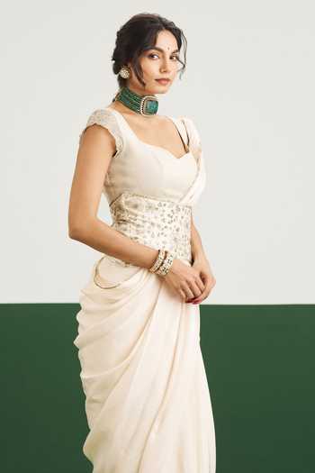 Issa Studio By Chetana & Swathi Leslie Saree Set With Embroidered Corset 