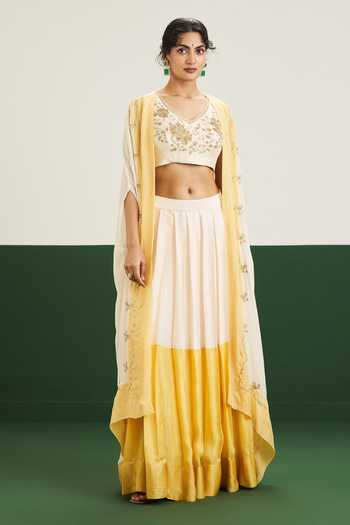 Issa Studio By Chetana & Swathi Freya Embroidered Cape & Lehenga Set 