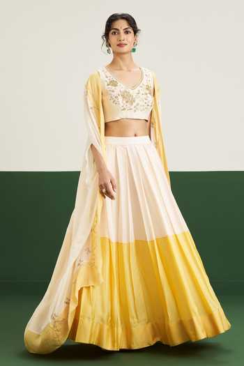 Issa Studio By Chetana & Swathi Freya Embroidered Cape & Lehenga Set 