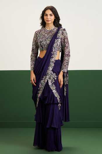 Issa Studio By Chetana & Swathi Taylor Pre-Draped Saree With Embroidered Blouse 