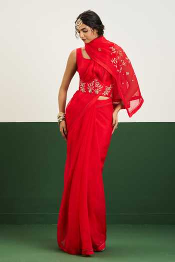 Issa Studio By Chetana & Swathi Rebecca Saree Set With Embroidered Corset 