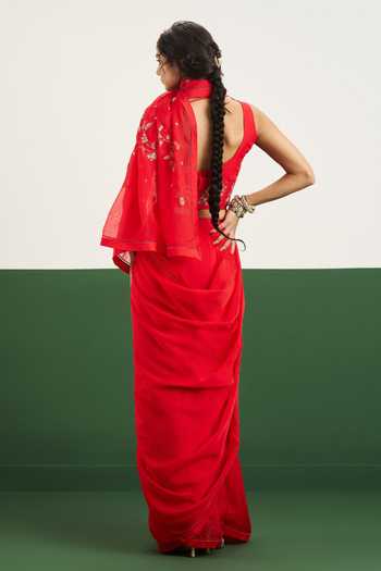 Issa Studio By Chetana & Swathi Rebecca Saree Set With Embroidered Corset 