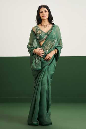Issa Studio By Chetana & Swathi Megan Floral Embroidered Saree With Blouse 