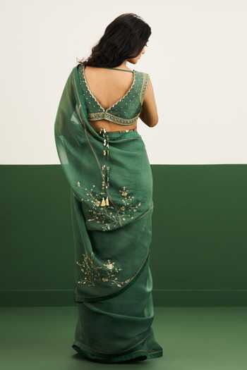 Issa Studio By Chetana & Swathi Megan Floral Embroidered Saree With Blouse 