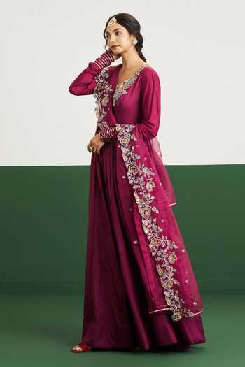 Issa Studio By Chetana & Swathi Molly Anarkali With Embroidered Dupatta 