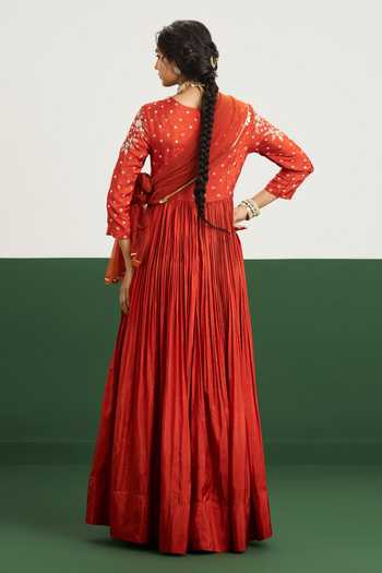 Issa Studio By Chetana & Swathi Katie Pleated Embroidered Anarkali With Dupatta 