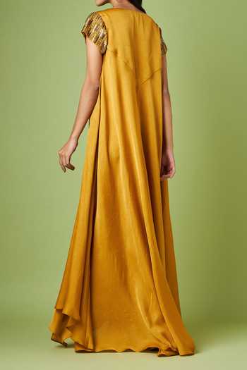 Aakaar Yoke Embellished Maxi Dress For Kids