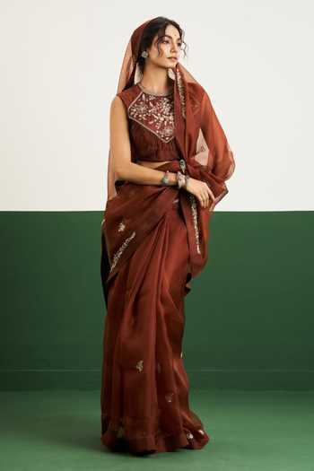 Issa Studio By Chetana & Swathi Alyssa Embroidered Saree With Blouse 