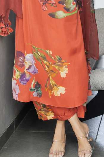 Buy Issa Studio By Chetana & Swathi Red Organza, Satin, Modal Halter Neck, Yes Sawy Floral Print Kurta Set Online at Aza Fashions Buy_Issa Studio By Chetana & Swathi_Red Organza, Satin, Modal Halter Neck, Yes Sawy Floral Print Kurta Set _Online_at_Aza_Fashions
