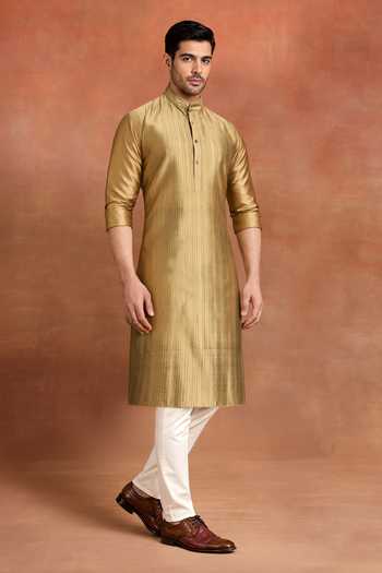 Raghavendra Rathore Jodhpur Olive Green Dupion Imperial Straight Kurta Online at Aza Fashions Raghavendra Rathore Jodhpur_Olive Green Dupion Imperial Straight Kurta _Online_at_Aza_Fashions
