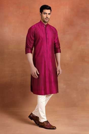 Raghavendra Rathore Jodhpur Fuchsia Dupion Luminaire Kurta Online at Aza Fashions Raghavendra Rathore Jodhpur_Fuchsia Dupion Luminaire Kurta _Online_at_Aza_Fashions
