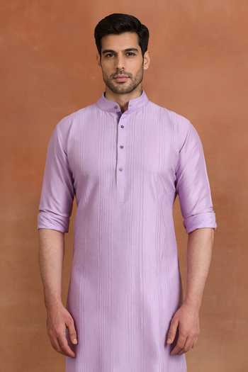 Buy_Raghavendra Rathore Jodhpur_Purple Cotton Amethyst Detail Kurta _Online_at_Aza_Fashions