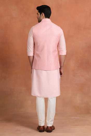 Raghavendra Rathore Jodhpur Pink Whisper Nehru Jacket 