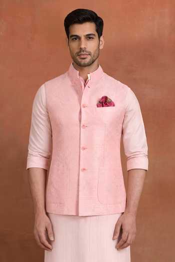Raghavendra Rathore Jodhpur Pink Whisper Nehru Jacket 