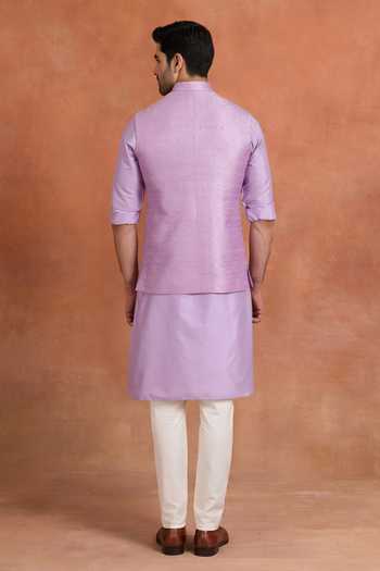 Raghavendra Rathore Jodhpur Amethyst Geometric Pattern Nehru Jacket 