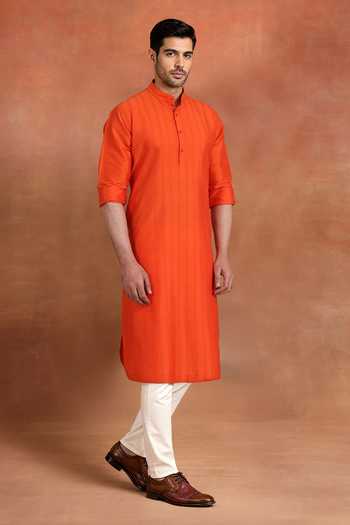 Buy Raghavendra Rathore Jodhpur Orange Cotton Saffron Pintuck Kurta Online at Aza Fashions Buy_Raghavendra Rathore Jodhpur_Orange Cotton Saffron Pintuck Kurta _Online_at_Aza_Fashions