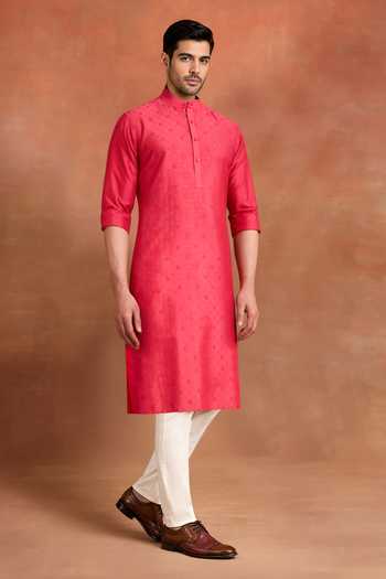 Raghavendra Rathore Jodhpur Pink Cotton Gulnaar Regal Kurta Online at Aza Fashions Raghavendra Rathore Jodhpur_Pink Cotton Gulnaar Regal Kurta _Online_at_Aza_Fashions