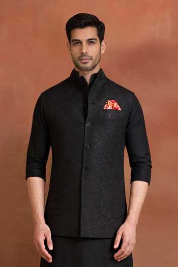Raghavendra Rathore Jodhpur Ebon Embellished Nehru Jacket 