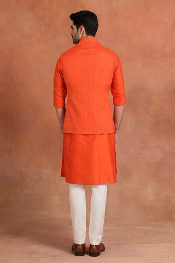 Raghavendra Rathore Jodhpur Saffron Nehru Jacket 