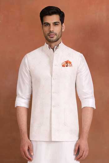 Raghavendra Rathore Jodhpur Ecru Heritage Nehru Jacket 