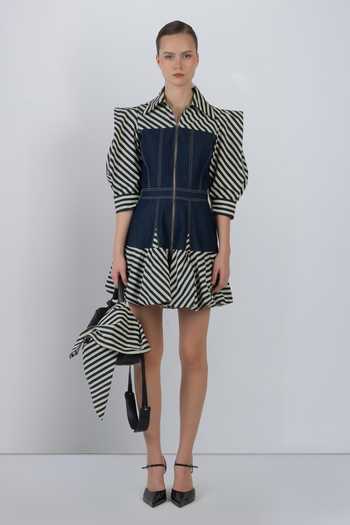 LEH STUDIOS Mer Stripe Pattern Dress 