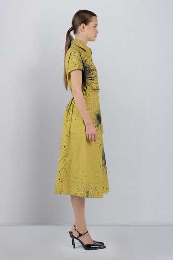 Buy LEH STUDIOS Black Cotton Collared Neck Splatter Print Wrap Dress Online at Aza Fashions Buy_LEH STUDIOS_Black Cotton Collared Neck Splatter Print Wrap Dress _Online_at_Aza_Fashions