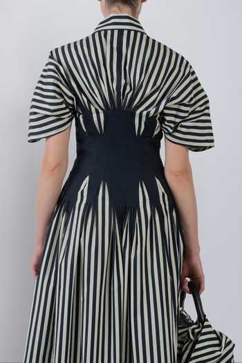 Buy_LEH STUDIOS_Black Cotton Collared Neck Zora Stripe Print Dress _Online_at_Aza_Fashions
