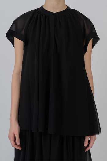 LEH STUDIOS Black Viscose, Polyester Band Collar Ayre Round Neck Top Online at Aza Fashions LEH STUDIOS_Black Viscose, Polyester Band Collar Ayre Round Neck Top _Online_at_Aza_Fashions
