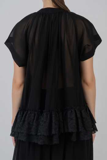 Buy LEH STUDIOS Black Viscose, Polyester Band Collar Ayre Round Neck Top Online at Aza Fashions Buy_LEH STUDIOS_Black Viscose, Polyester Band Collar Ayre Round Neck Top _Online_at_Aza_Fashions