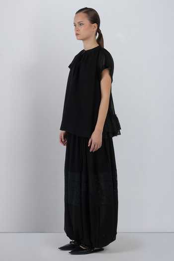 Shop LEH STUDIOS Black Viscose, Polyester Band Collar Ayre Round Neck Top Online at Aza Fashions Shop_LEH STUDIOS_Black Viscose, Polyester Band Collar Ayre Round Neck Top _Online_at_Aza_Fashions