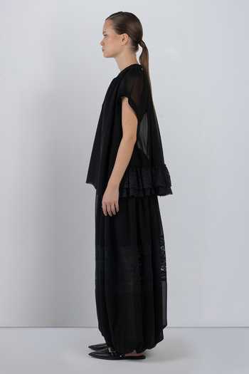 LEH STUDIOS Black Viscose, Polyester Band Collar Ayre Round Neck Top at Aza Fashions LEH STUDIOS_Black Viscose, Polyester Band Collar Ayre Round Neck Top _at_Aza_Fashions