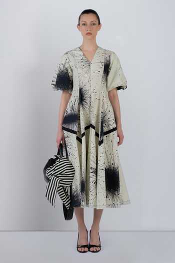 Buy_LEH STUDIOS_Black Cotton V-neck Splatter Thalia Dress _Online_at_Aza_Fashions