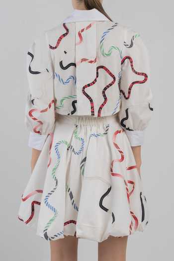 Shop_LEH STUDIOS_White Cotton Collared Neck Bandes Bubble Hem Dress _Online_at_Aza_Fashions