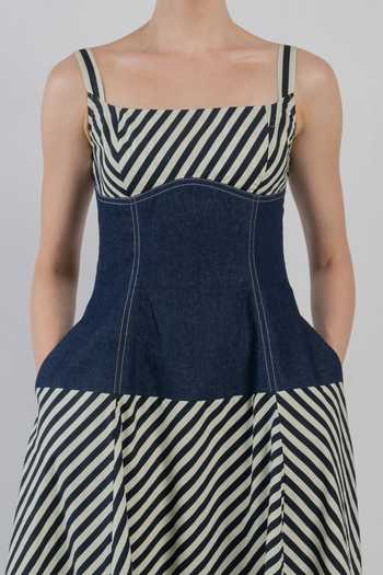 Shop_LEH STUDIOS_Blue Cotton Square Neck Ivitsa Printed Dress _Online_at_Aza_Fashions